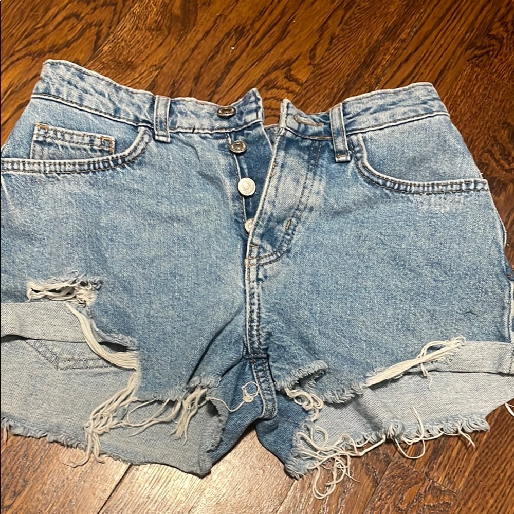 Distressed Blue Denim Shorts